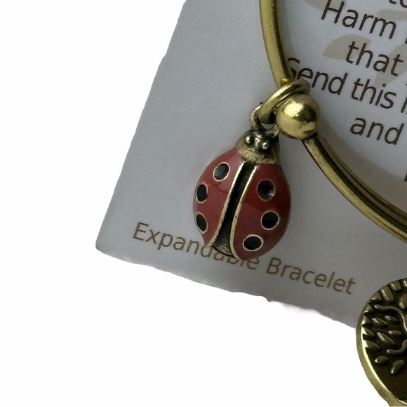Earth Angel Ladybug Luck Gold Tone Expandable Bracelet - Picture 4 of 8